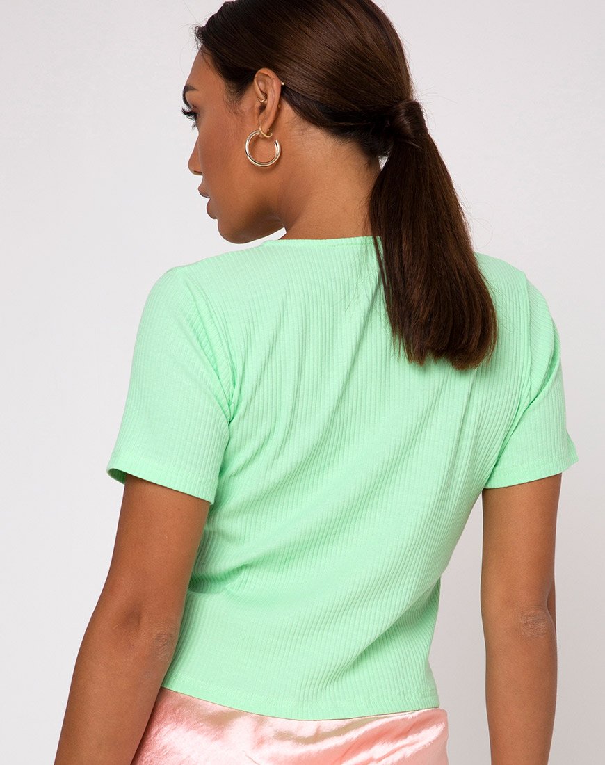 Tiery Gewatteerde Top in Rib Neo Mint