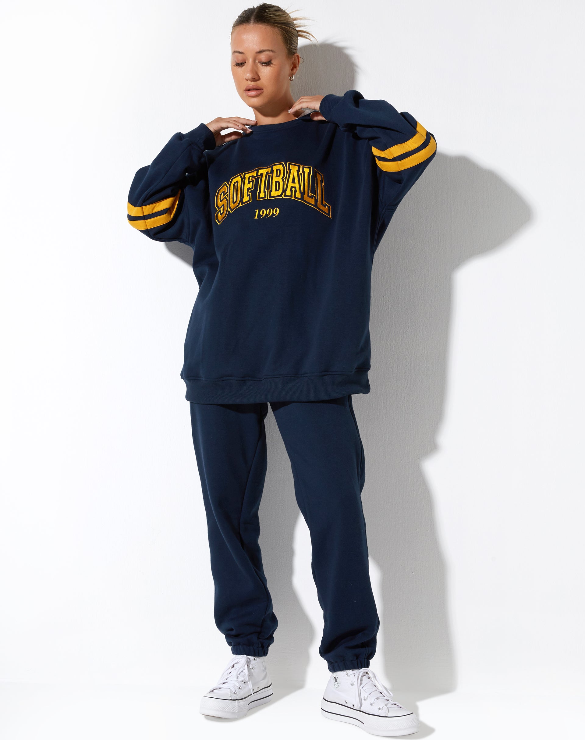 Afbeelding van Tim Sweatshirt in Navy Citrus Stripe Football 1999