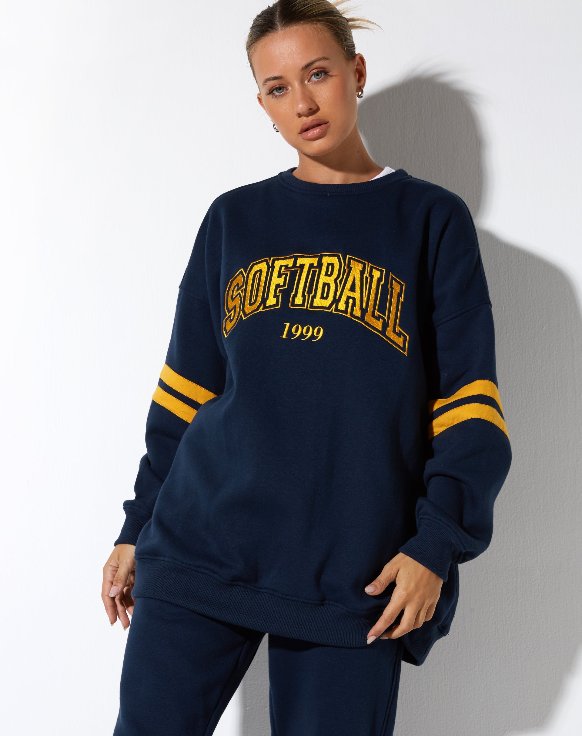 Afbeelding van Tim Sweatshirt in Navy Citrus Stripe Football 1999
