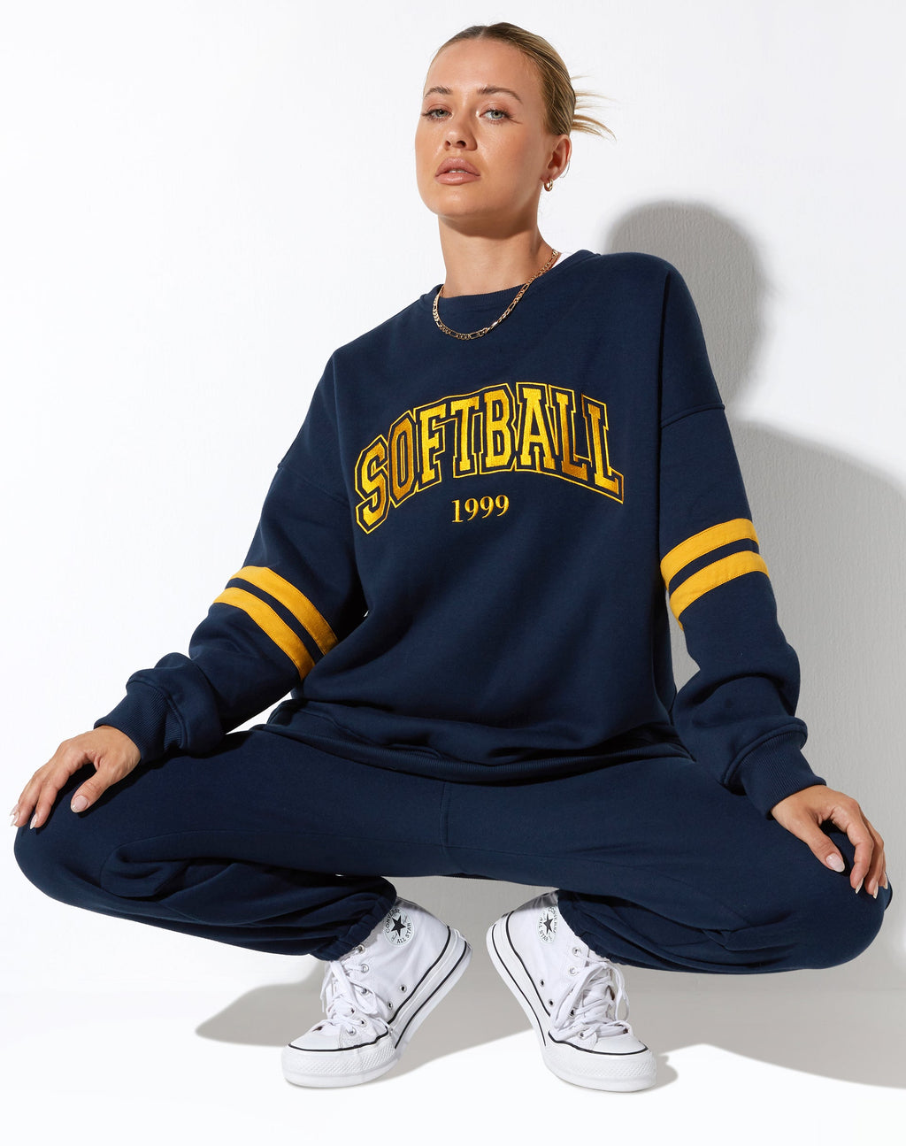 Tim Sweatshirt in Navy Citrus Stripe Voetbal 1999