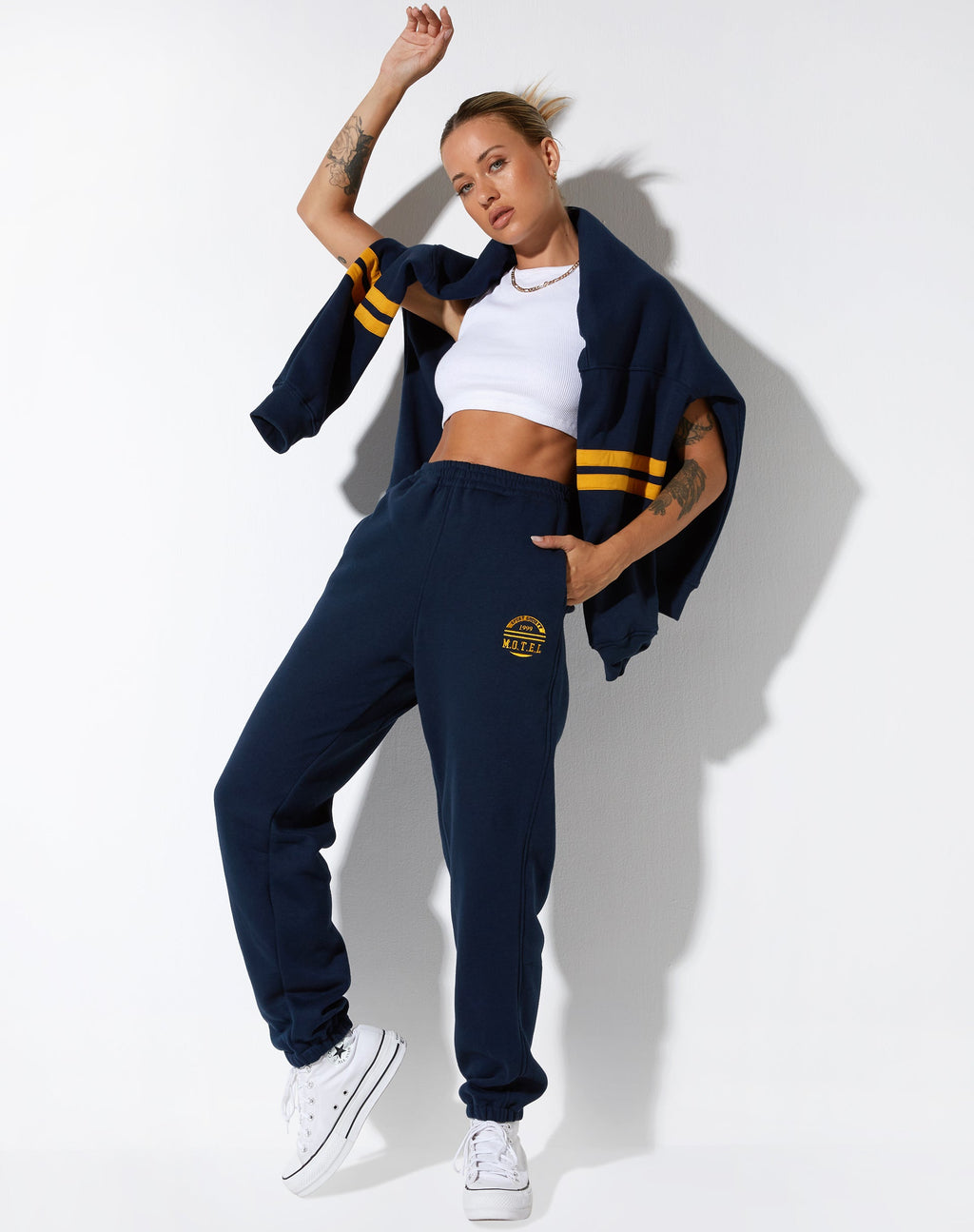 Basta Jogger in Navy Citrus Stripe Voetbal 1999