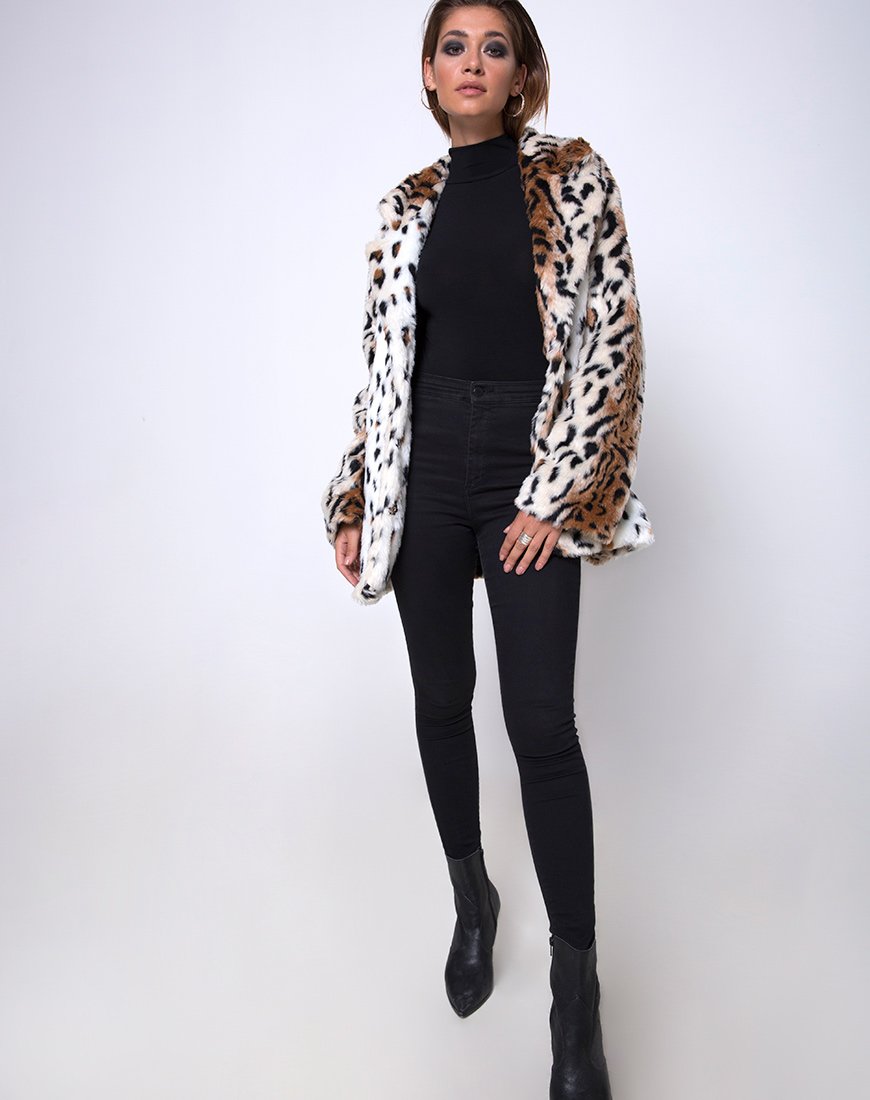 Afbeelding van Tina Coat in luipaard imitatiebont