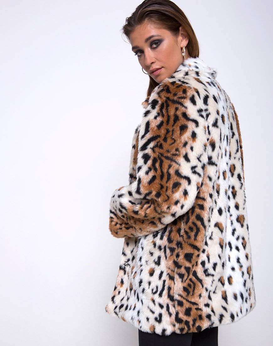 Afbeelding van Tina Coat in luipaard imitatiebont