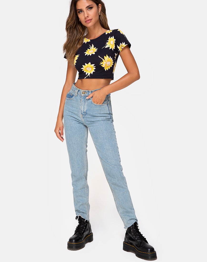 Afbeelding van Tindy Crop Top in Zonnige Dagen Zwart
