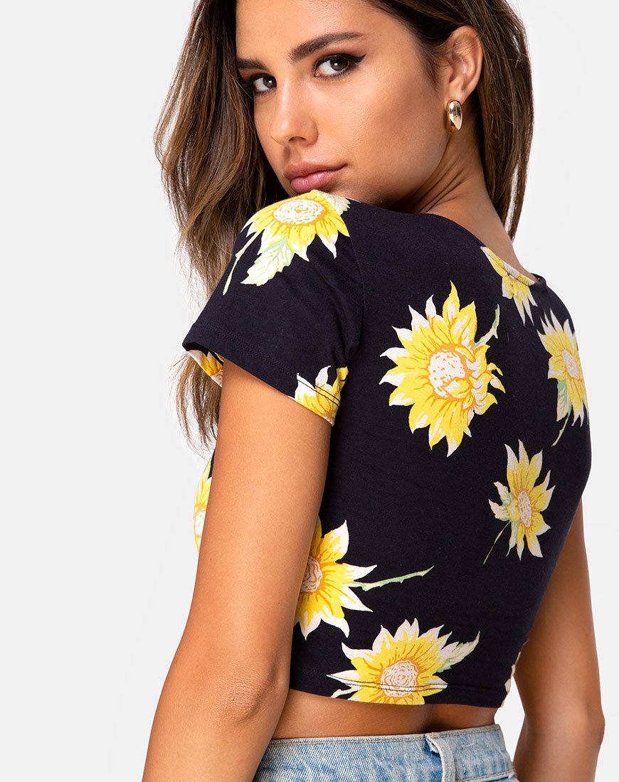 Afbeelding van Tindy Crop Top in Zonnige Dagen Zwart