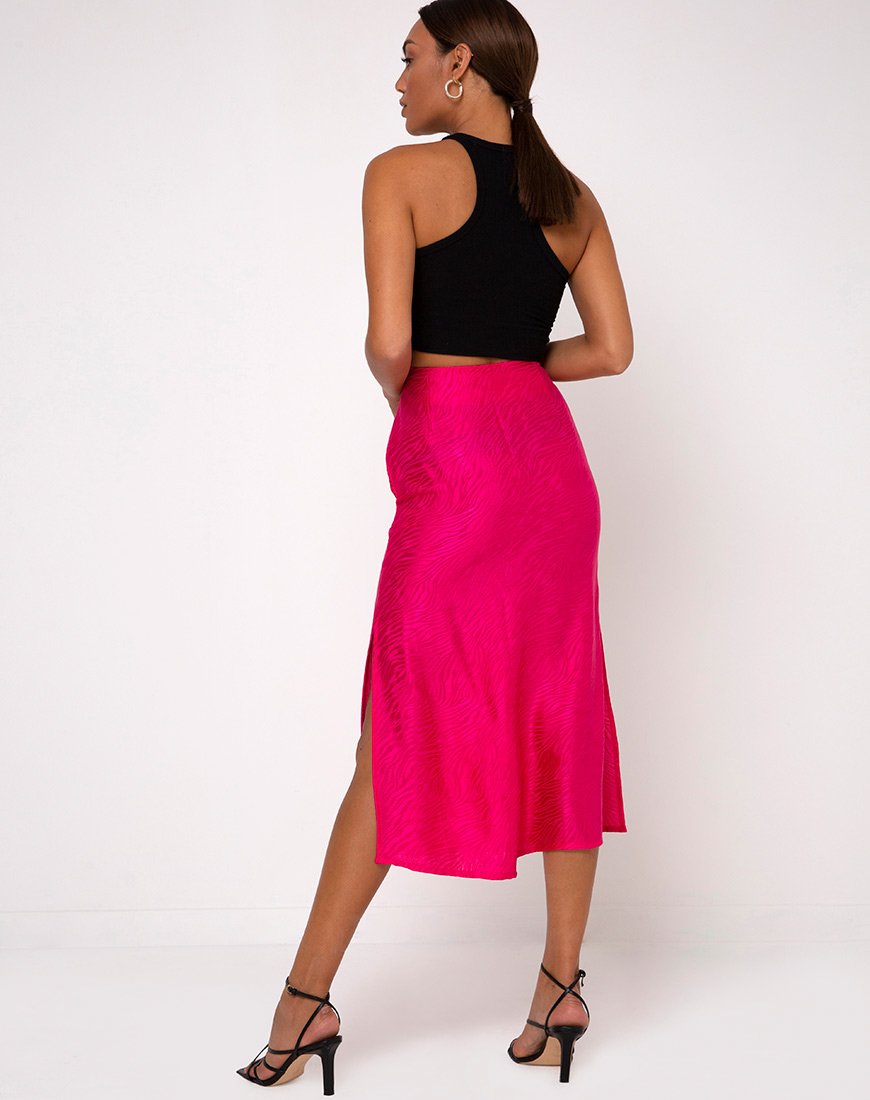 Afbeelding van Tindra Midi rok in satijn zebra Fuchsia