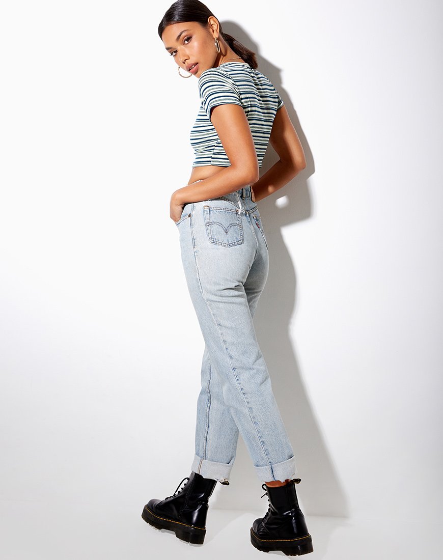 Afbeelding van Tindy Crop Top in Donkergroen Lichtgroen en Wit