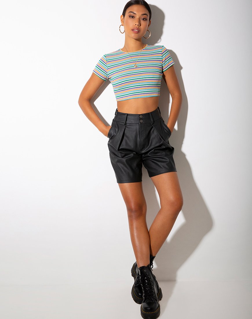 Afbeelding van Tindy Crop Top in ribgroen paars en geel