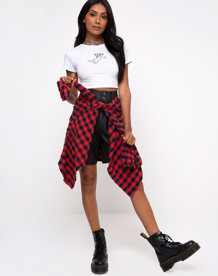 Afbeelding van Tindy Crop Top in White Cherubub Embro Black