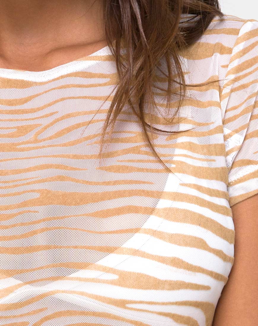Afbeelding van Tindy Top in Net Tan Crème Zebra