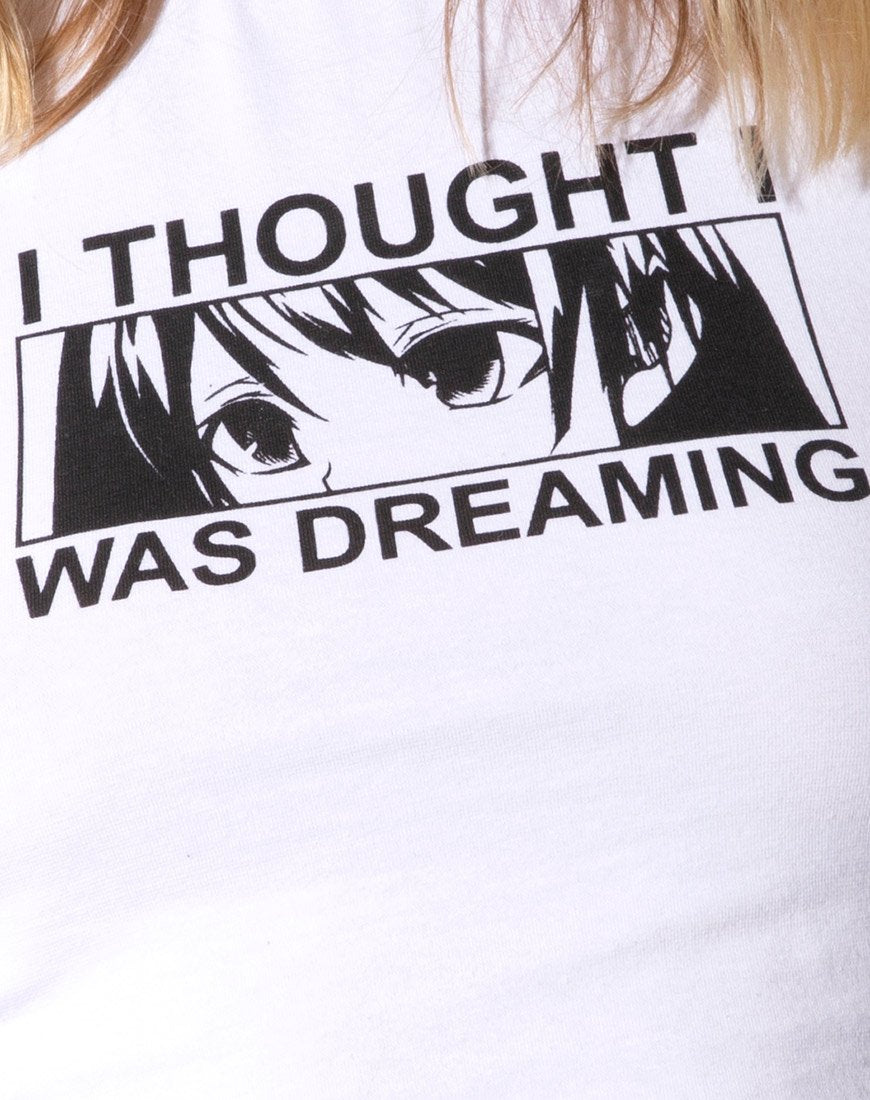 Afbeelding van Tindy Crop Top in Wit "I Thought I Was Dreaming" (Ik dacht dat ik droomde)