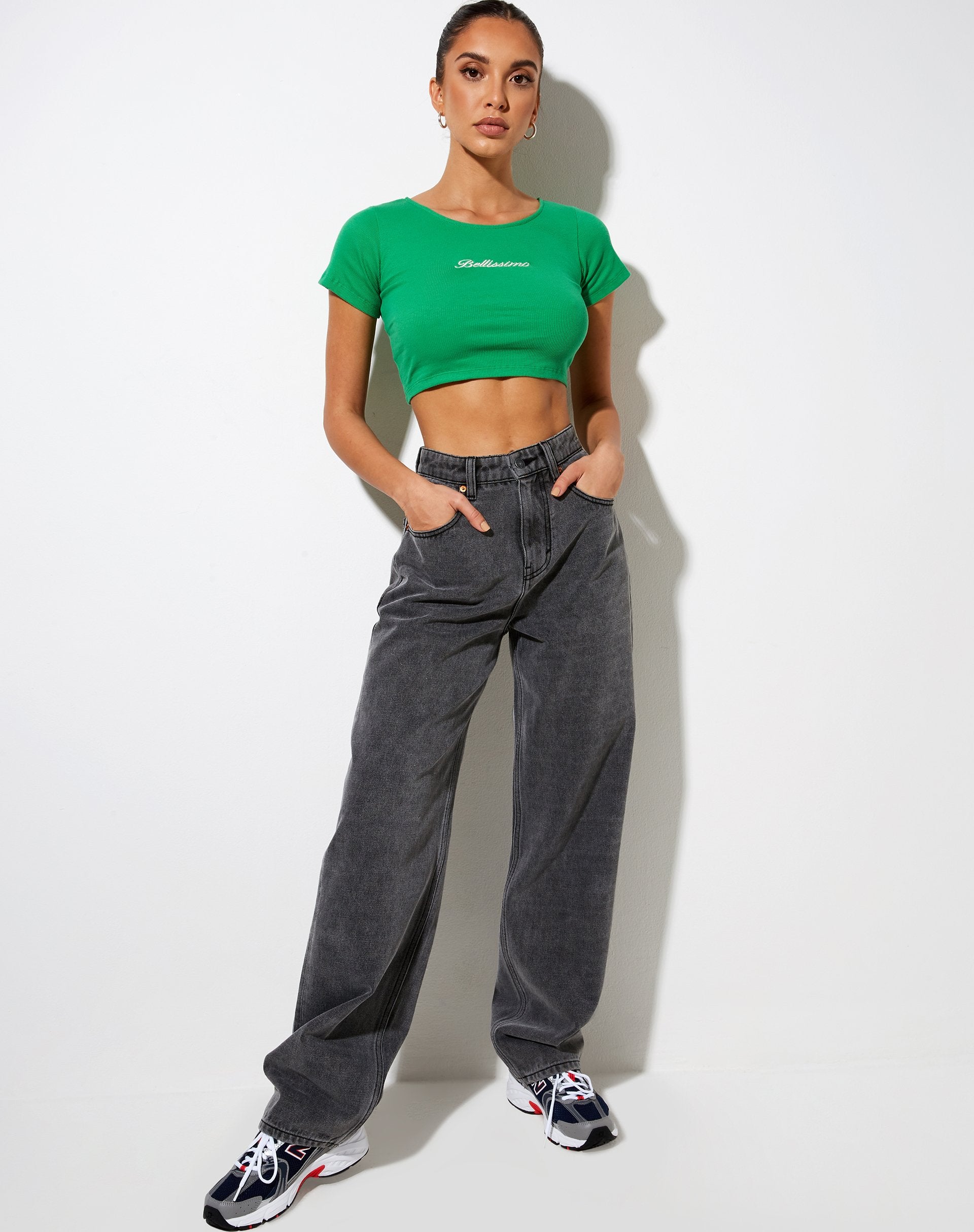 Afbeelding van Tindy Crop Top in Rib Fun Green Bellissimo
