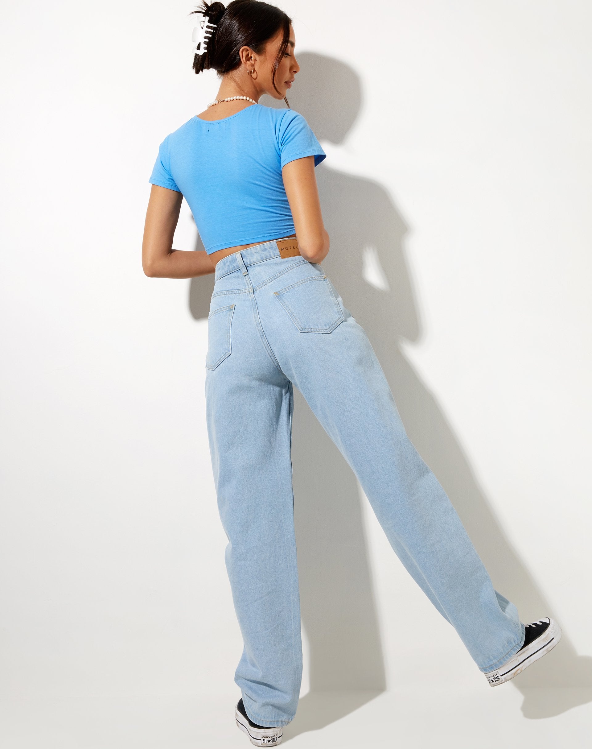 Afbeelding van Tindy Crop Top in Blauw Sweetheart Embro