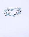 Witte Rozenketting Liefde Blauw Geborduurd