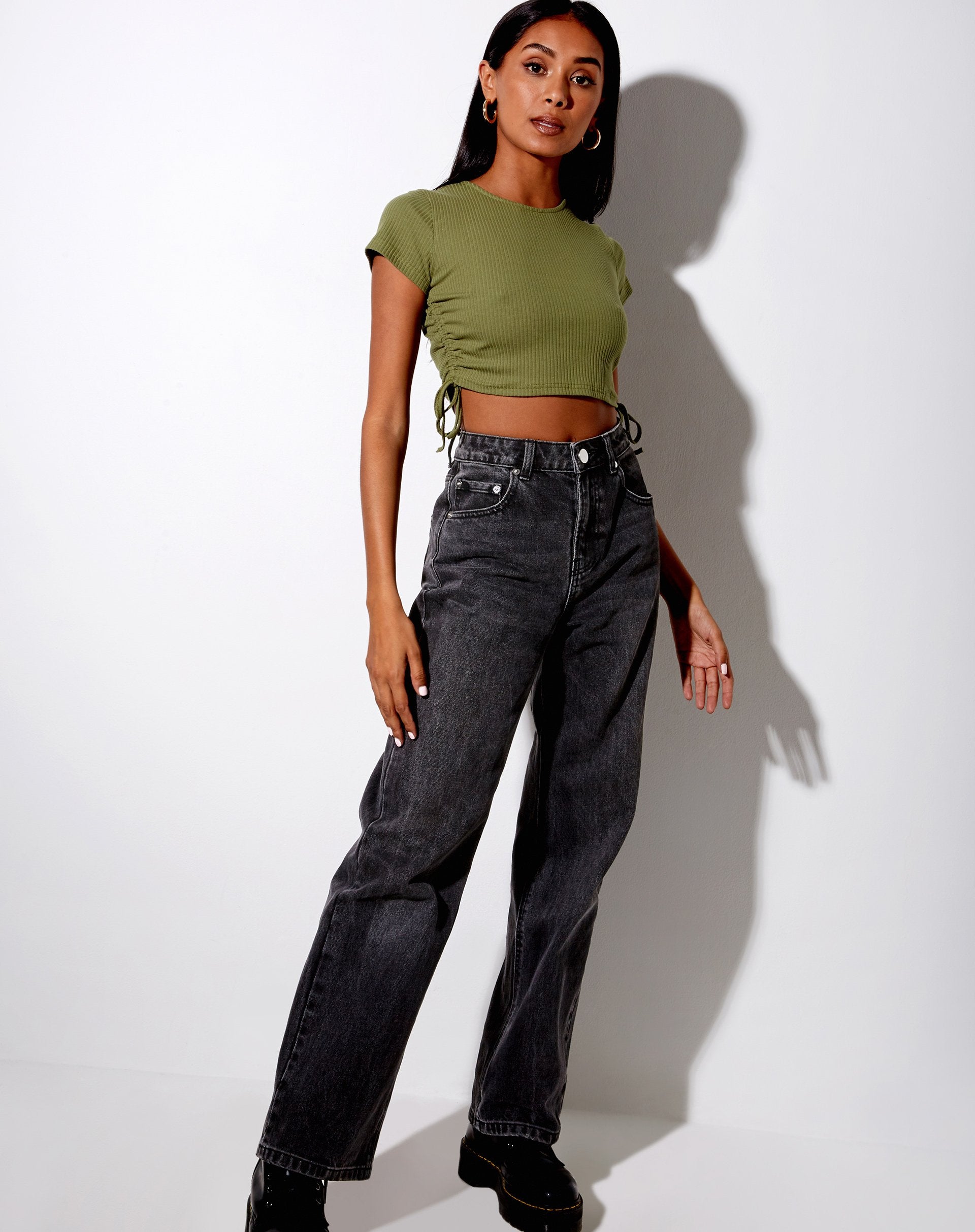Afbeelding van Tiner Crop Top in Rib Olive