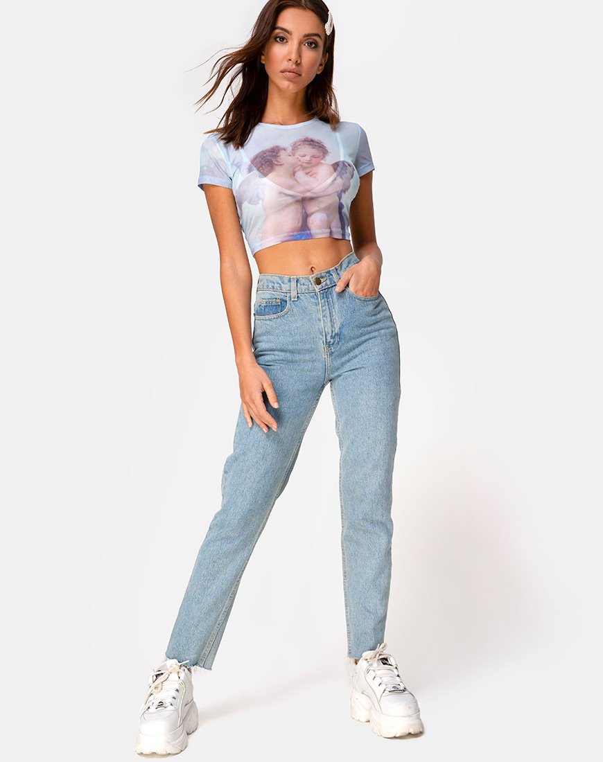 Afbeelding van Tiney Crop Top Tee in Cherububusblauw