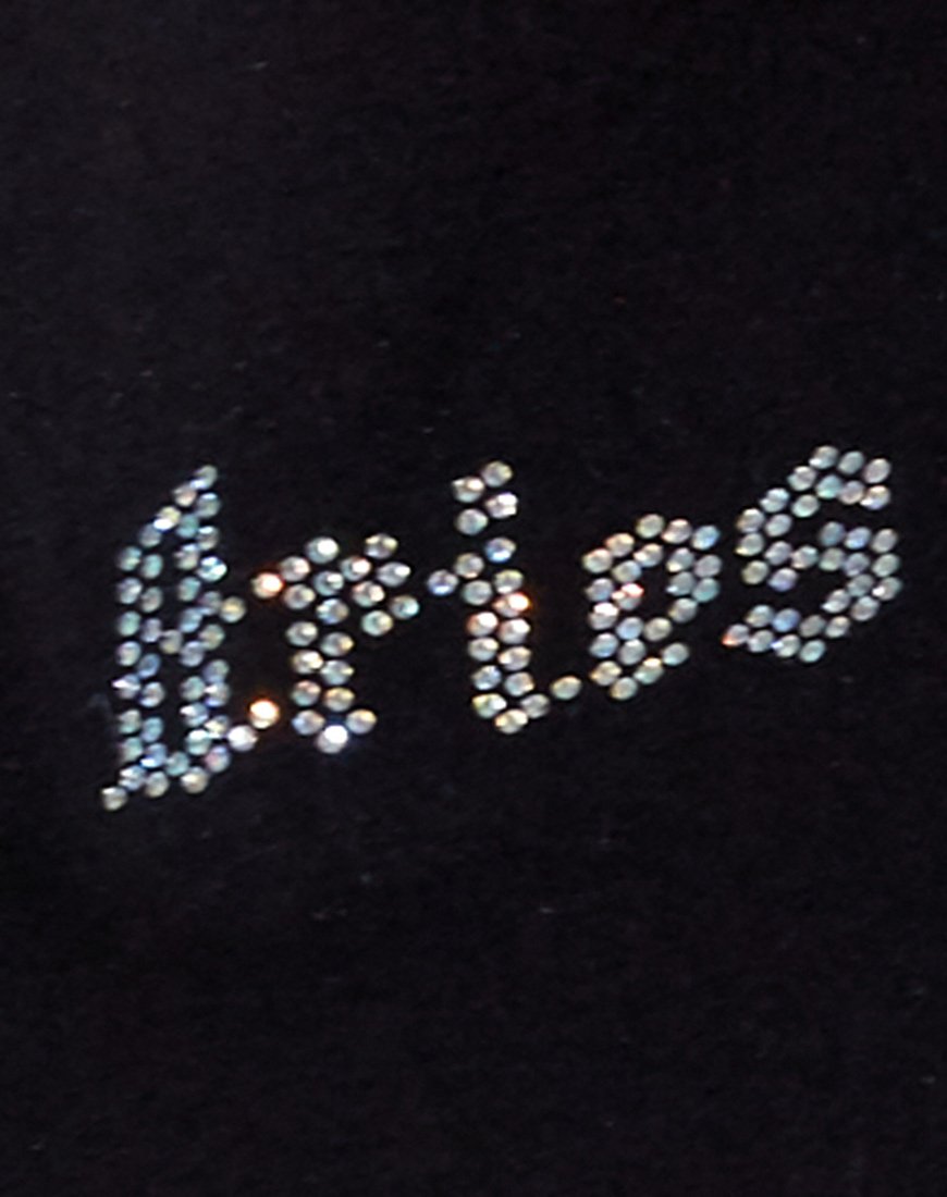 Tiney Crop Tee in zwart 'Aries' diamant
