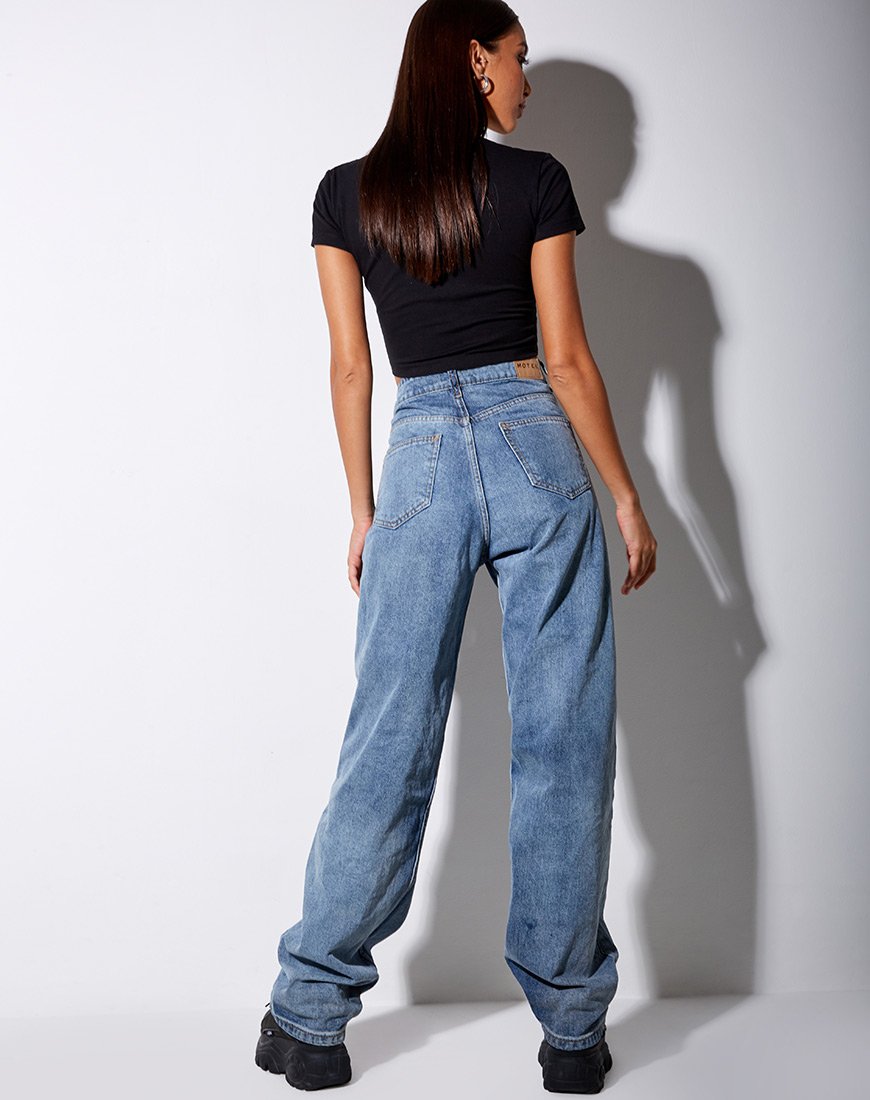 Afbeelding van Tiney Crop Tee in Zwart Weegschaal Diamante