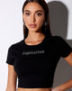 Afbeelding van Tiney Crop Tee in Zwart Sagittarius Diamante