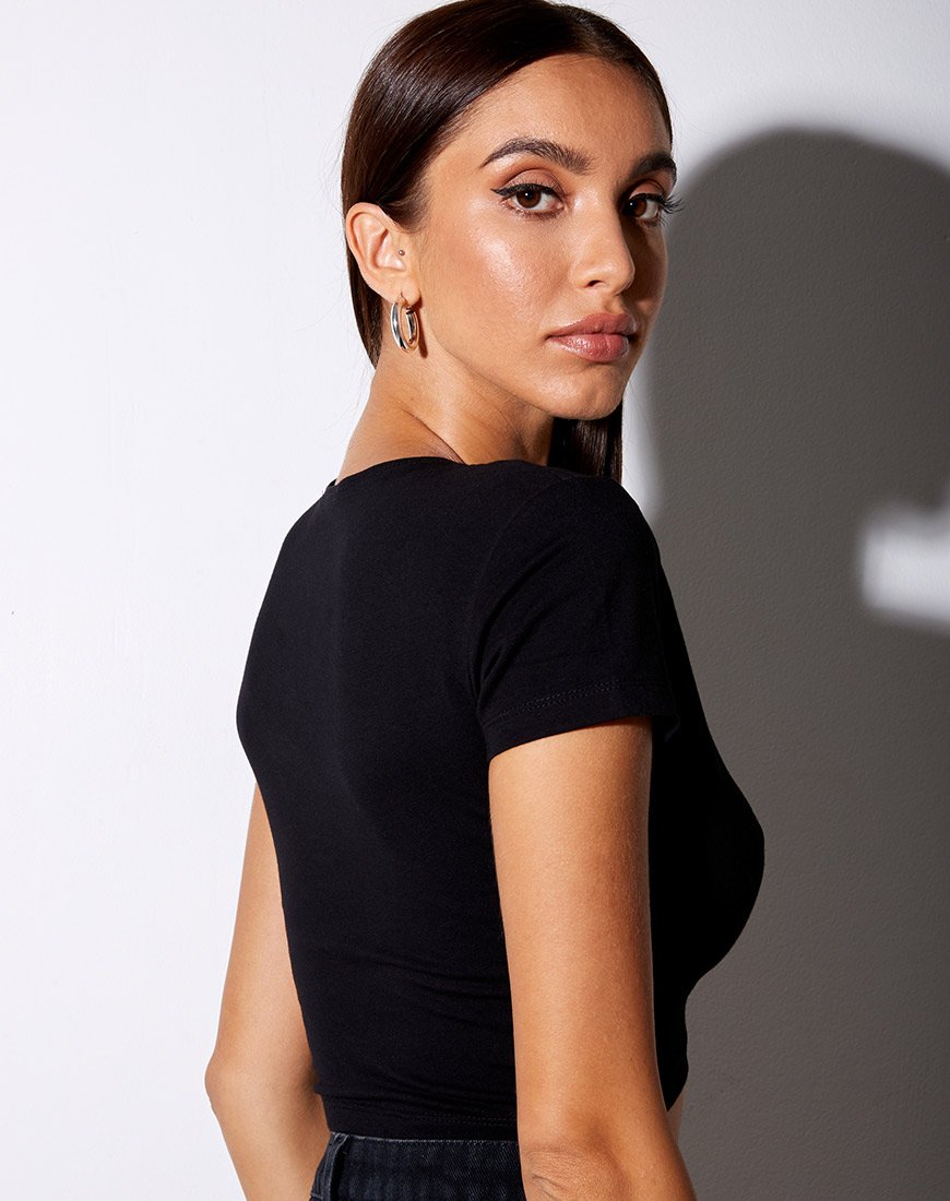 Afbeelding van Tiney Crop Tee in Zwart Schorpioen Diamante