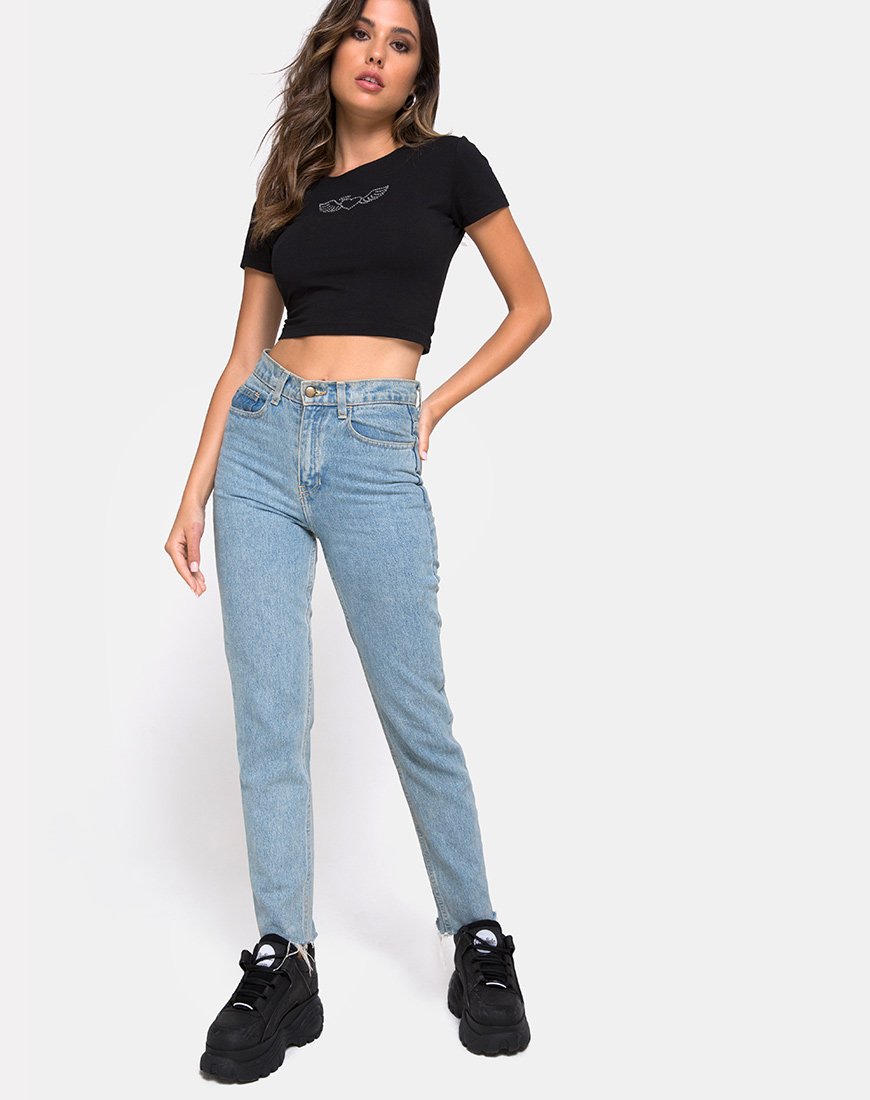 Afbeelding van Tiney T-shirt in zwart met Engelhart diamant