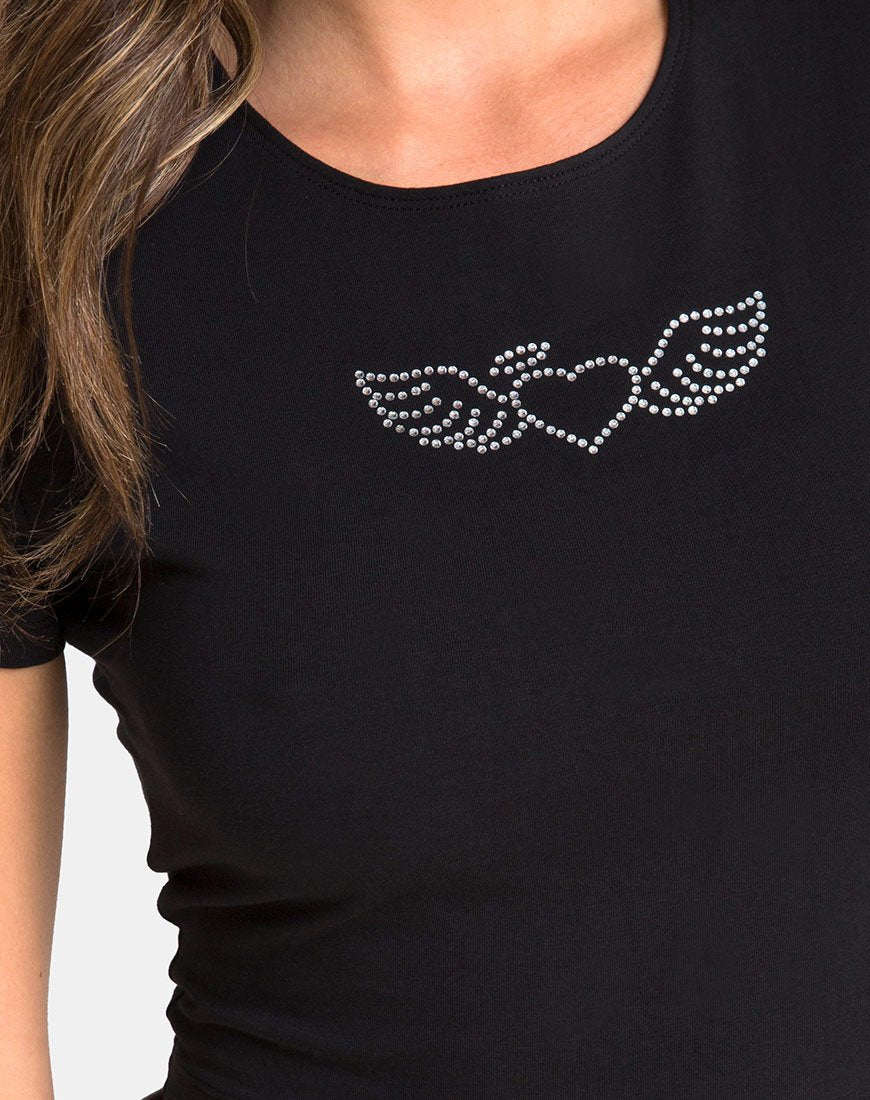 Afbeelding van Tiney T-shirt in zwart met Engelhart diamant