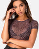 Afbeelding van Tiney Crop Top Tee in Rar Luipaard Mesh