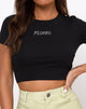 Afbeelding van Tiney Crop Tee in Zwart Vissen Diamante