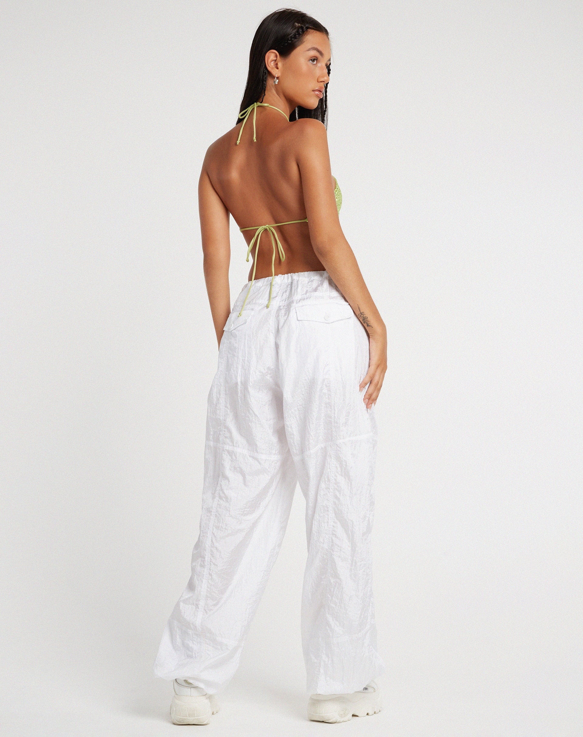 Afbeelding van Tinimi Crop Top in Drape Sequin Lime Green