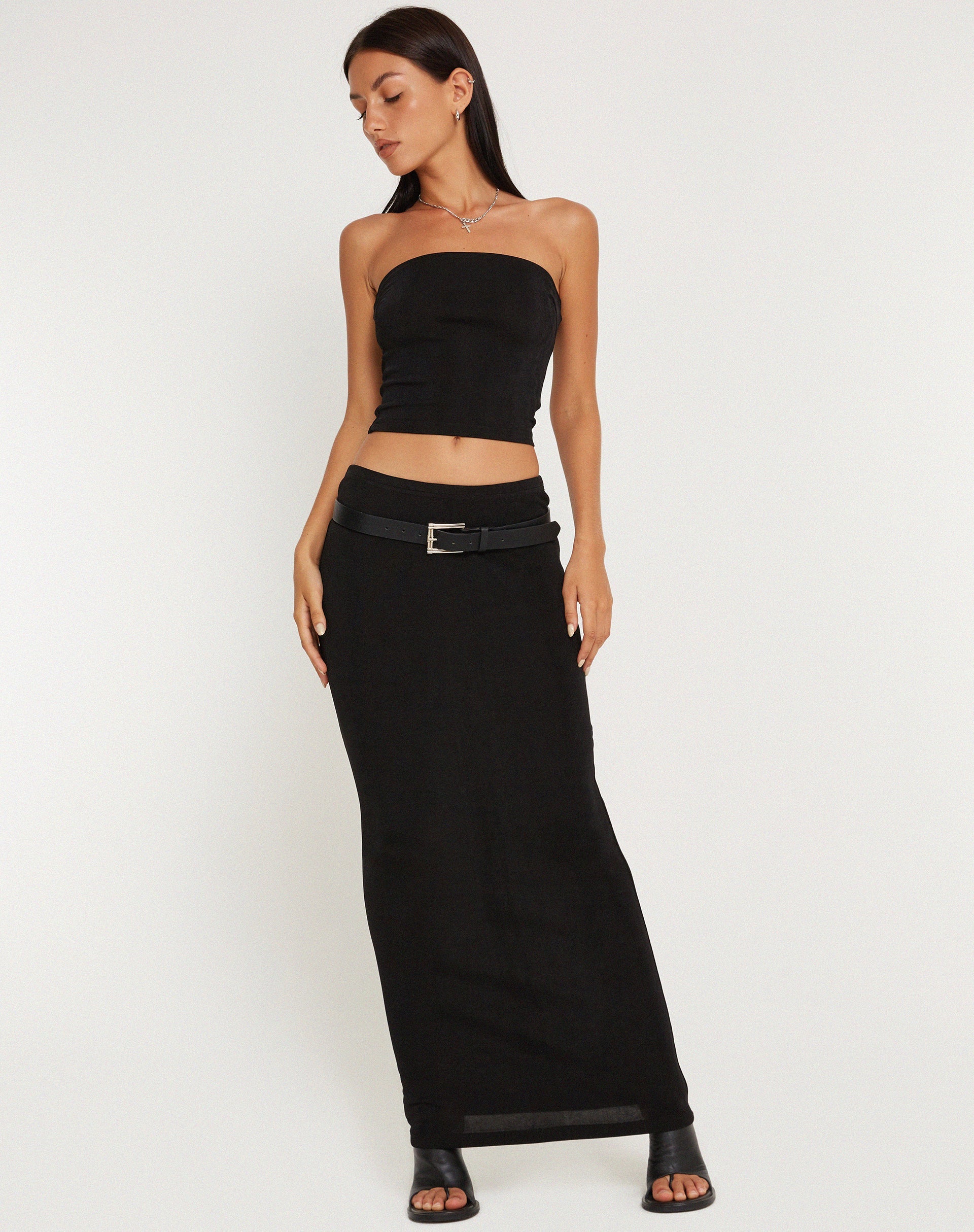 Afbeelding van Tulus Low Rise Maxi Skirt in Zwart