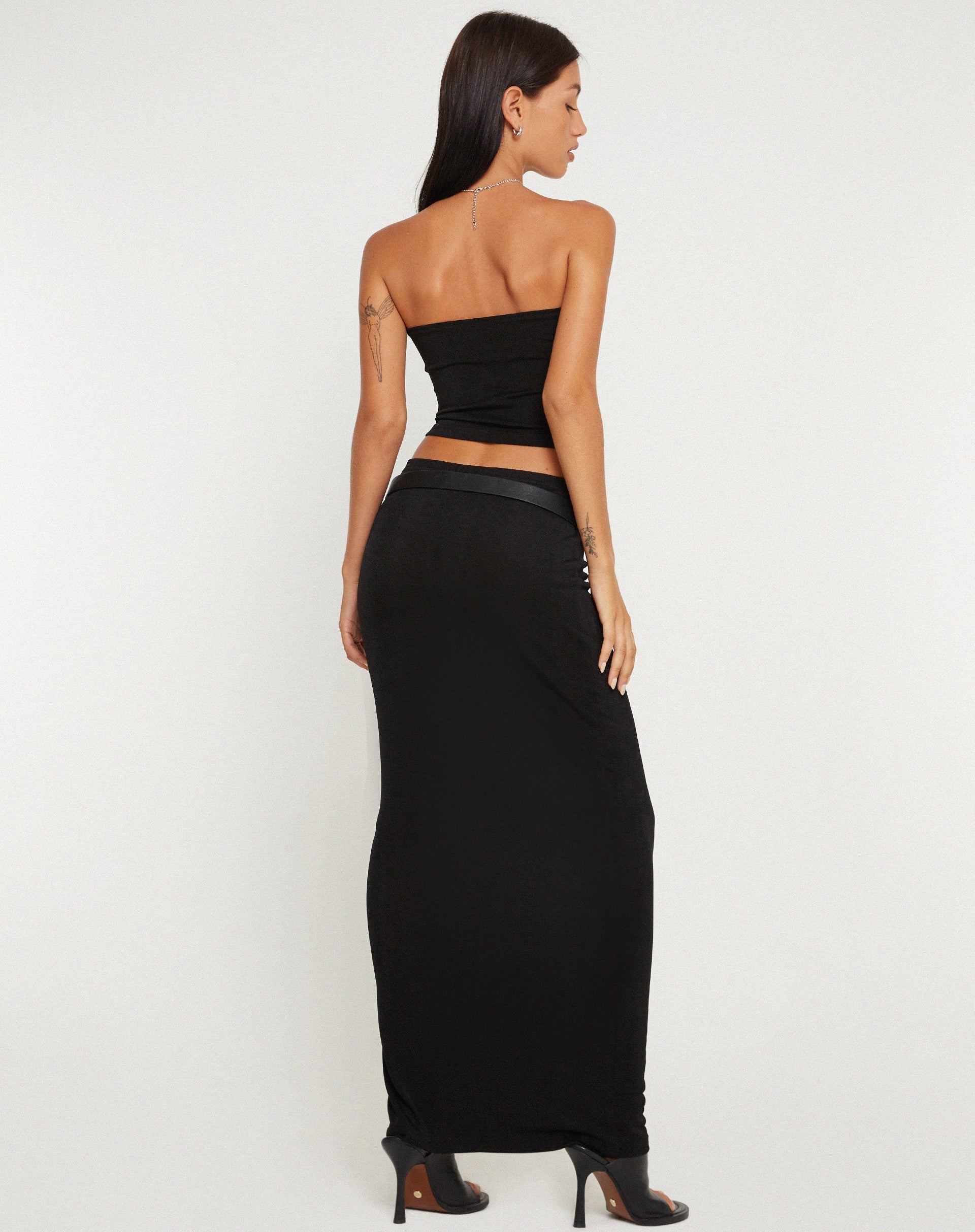 Afbeelding van Tulus Low Rise Maxi Skirt in Zwart