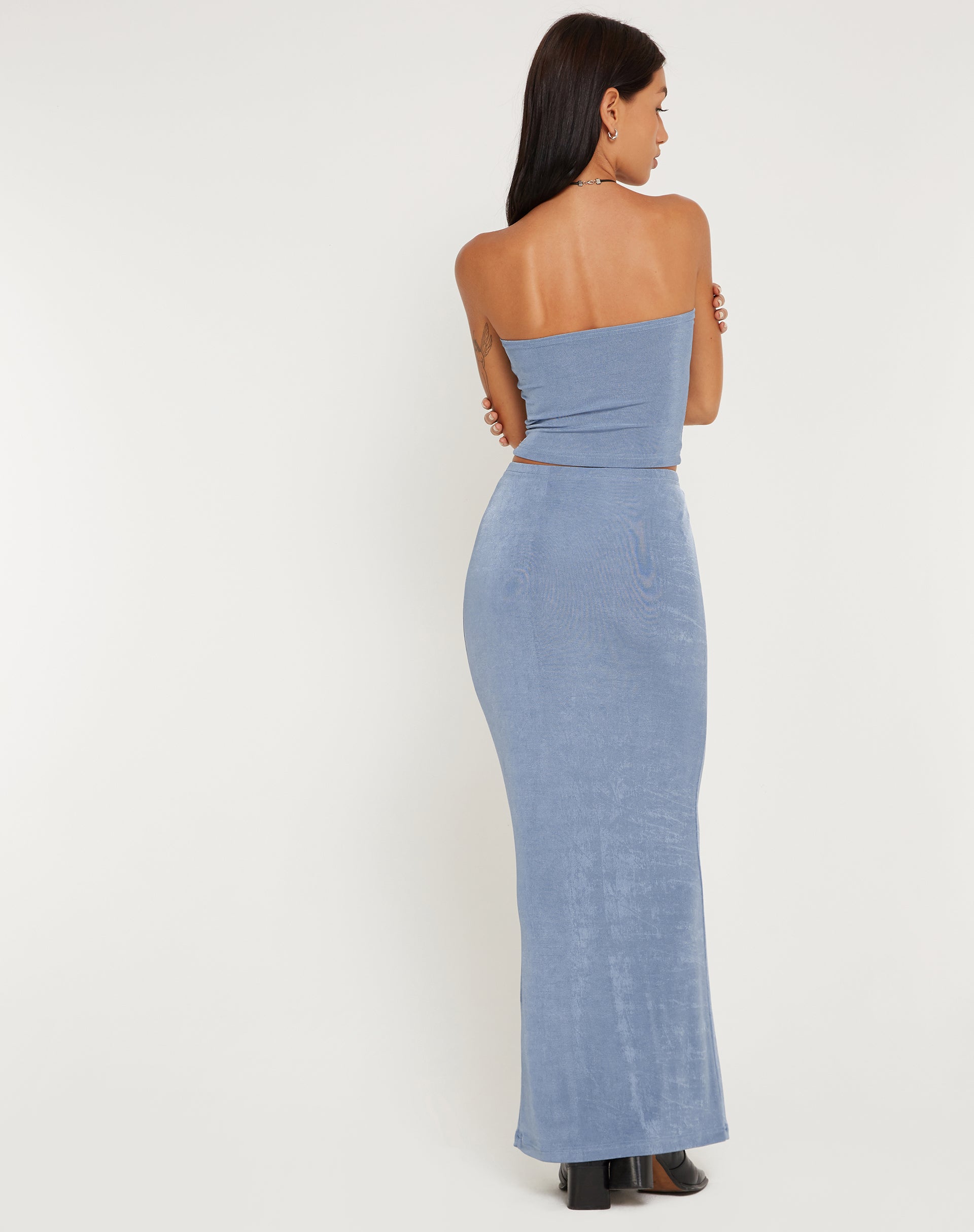 Afbeelding van Tiska Bandeau Crop Top in Leisteenblauw