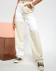 Afbeelding van Motel X Barbara Kristoffersen Tonal Panel Parallel Jeans in Wit en Ecru