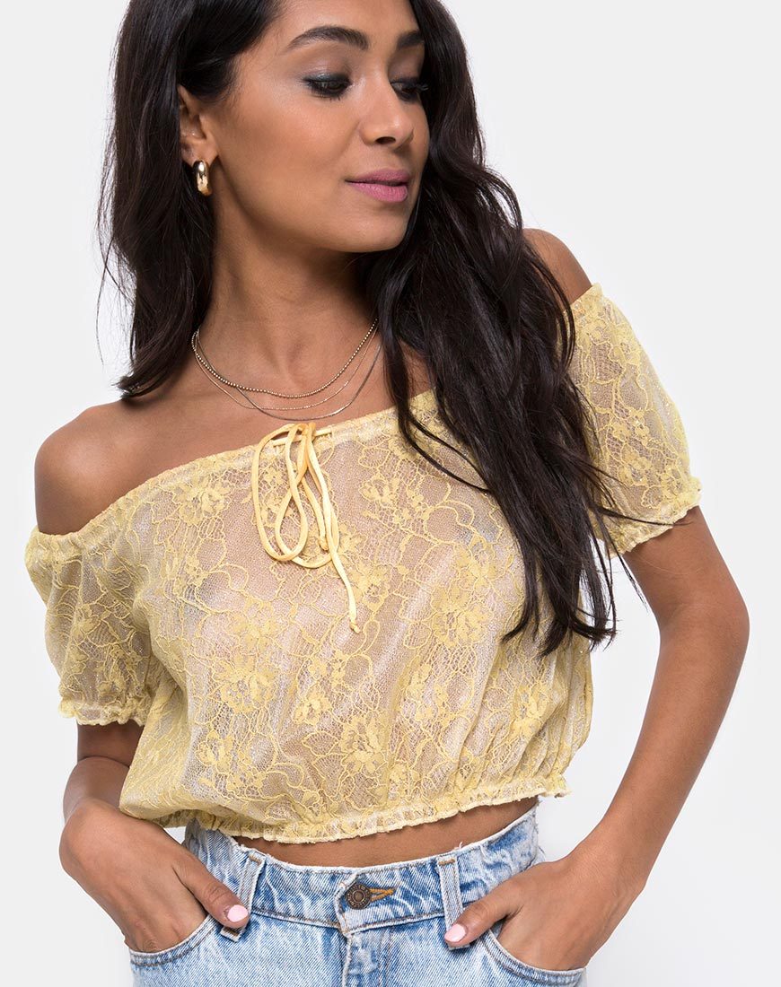 Eva Crop Top in Pastel Kant Citroen