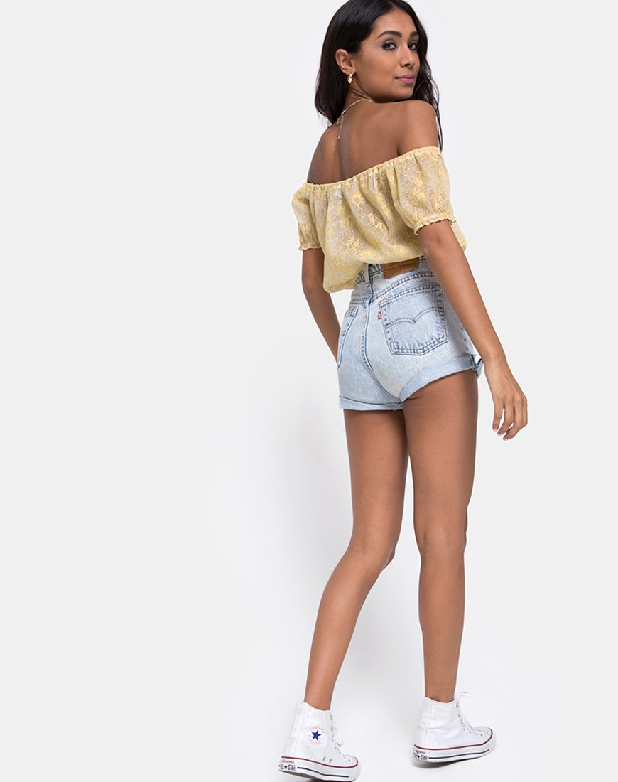 Afbeelding van Eva Crop Top in Pastel Kant Citroen