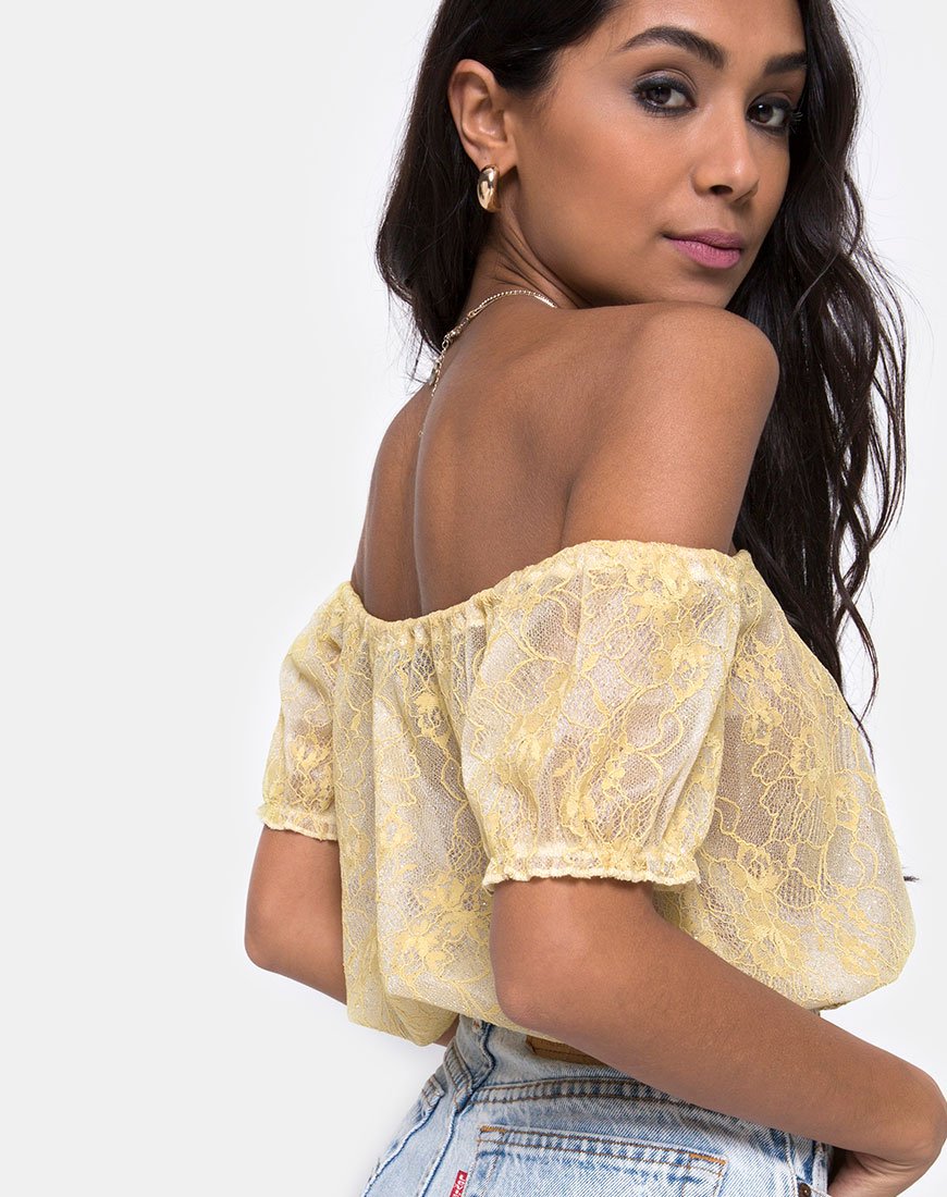 Eva Crop Top in Pastel Kant Citroen