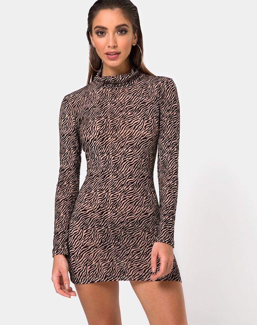 Afbeelding van Torin Bodycon Jurk in Tijgernet Tan