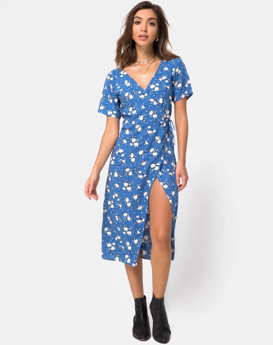 Afbeelding van Trasti Midi Dress in Soheila Floral Blue