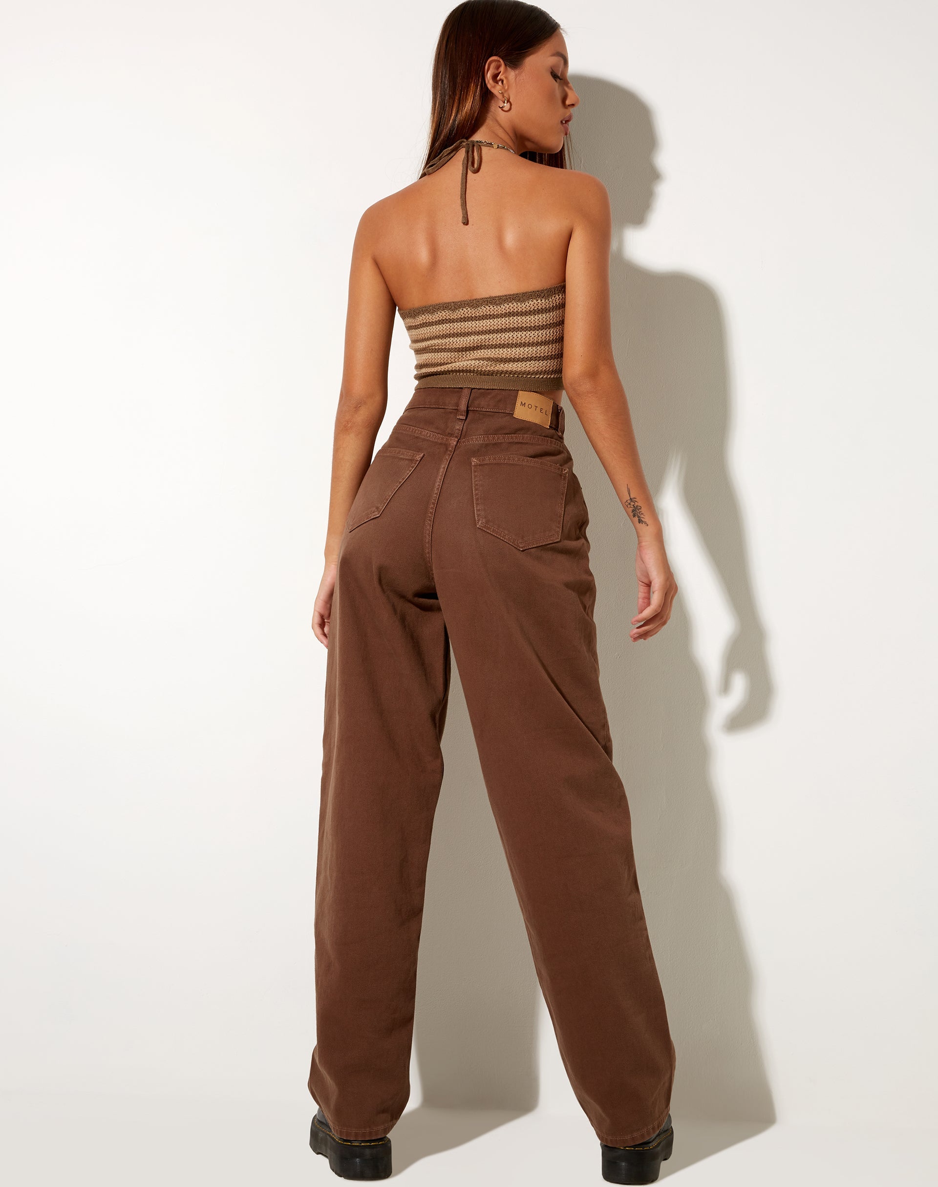 Afbeelding van Trina Crop Top in Crochet Mini Stripe Khaki