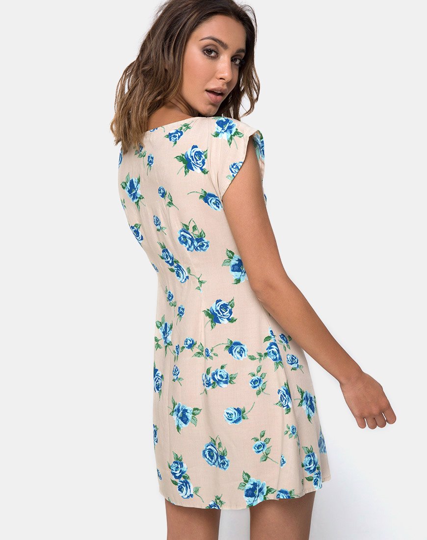 Trisemi jurk in rozebloesemblauw