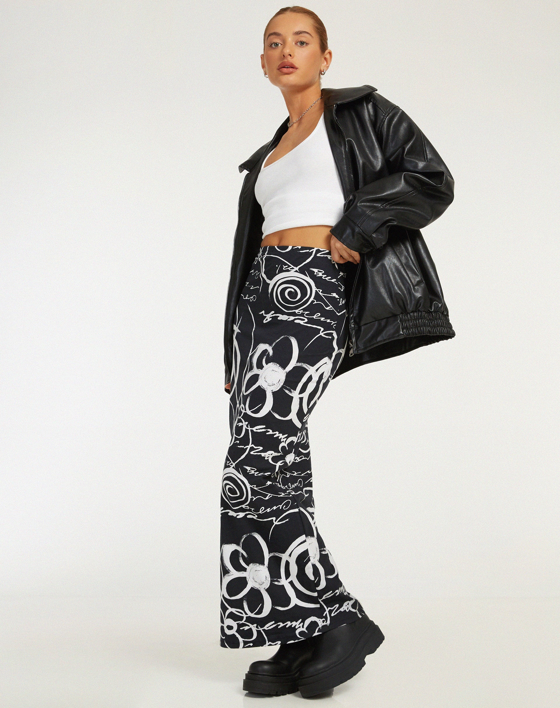 Afbeelding van Tsuna Maxi rok in Mono Doodle Zwart