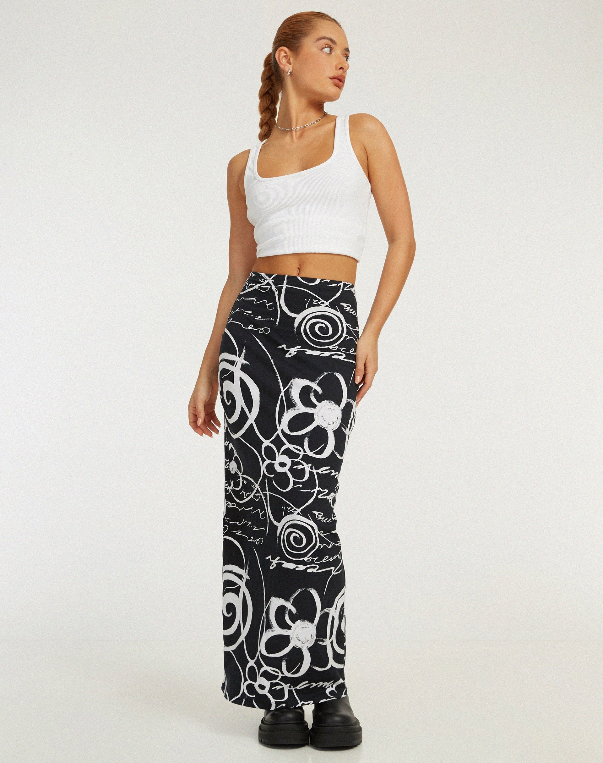 Afbeelding van Tsuna Maxi rok in Mono Doodle Zwart