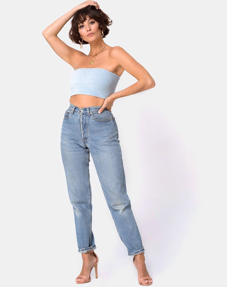 Afbeelding van Koker Top in Fluffy Knit Baby Blue