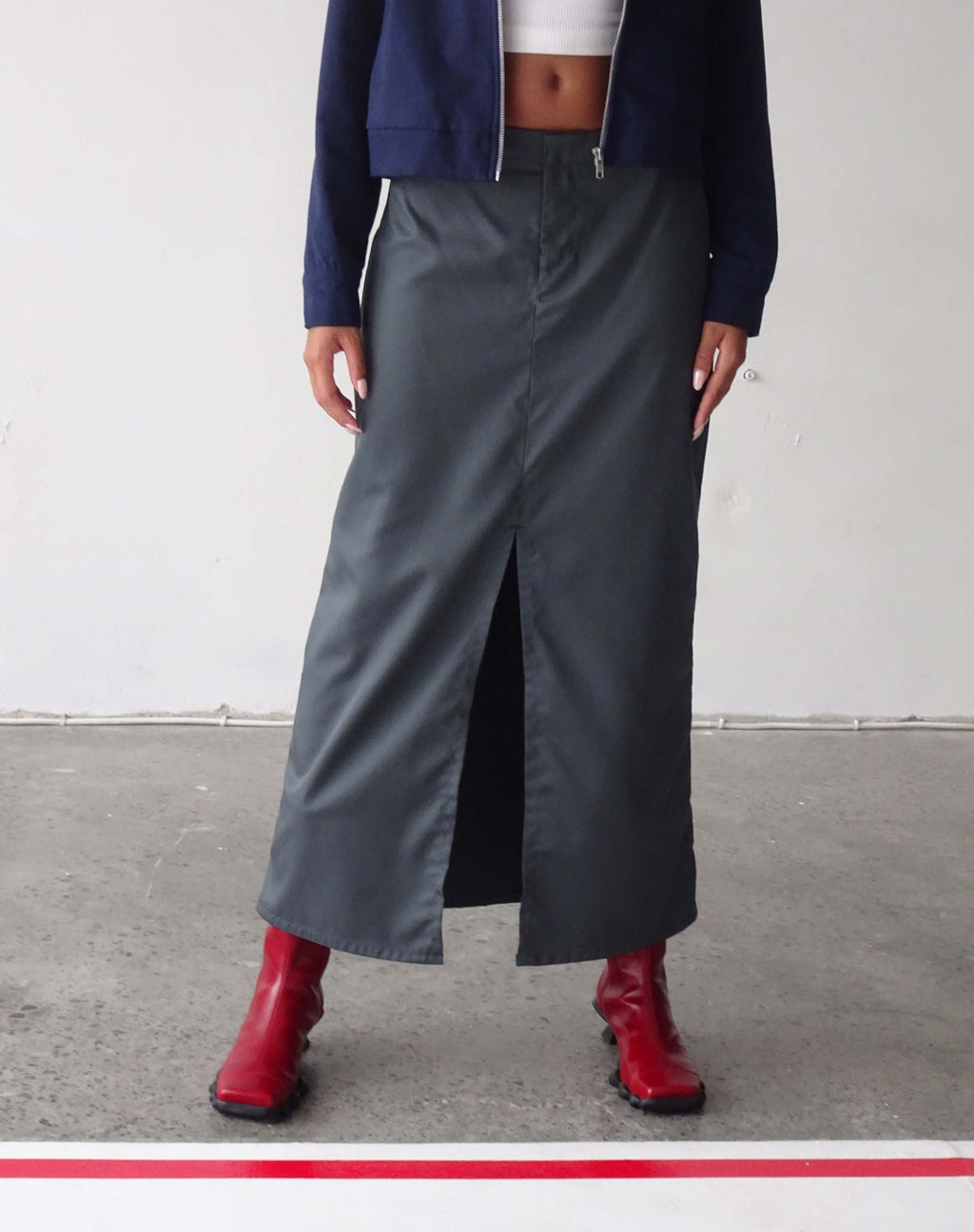 Haisley Maxi Cargo Rok in Donkergrijs