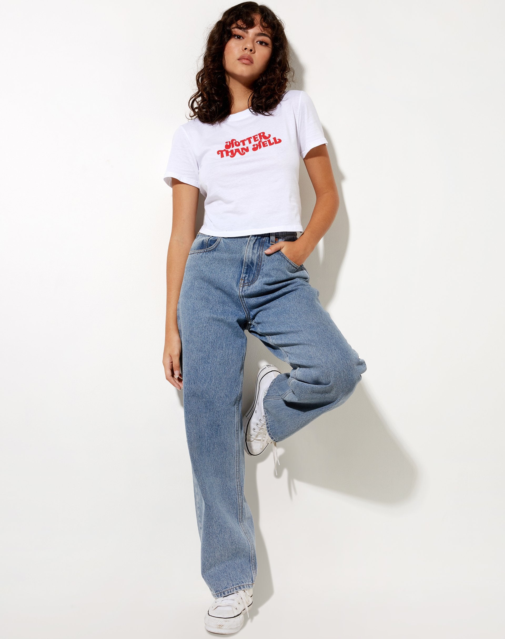 Afbeelding van Shrunk Tee in Wit Hotter Than Hell