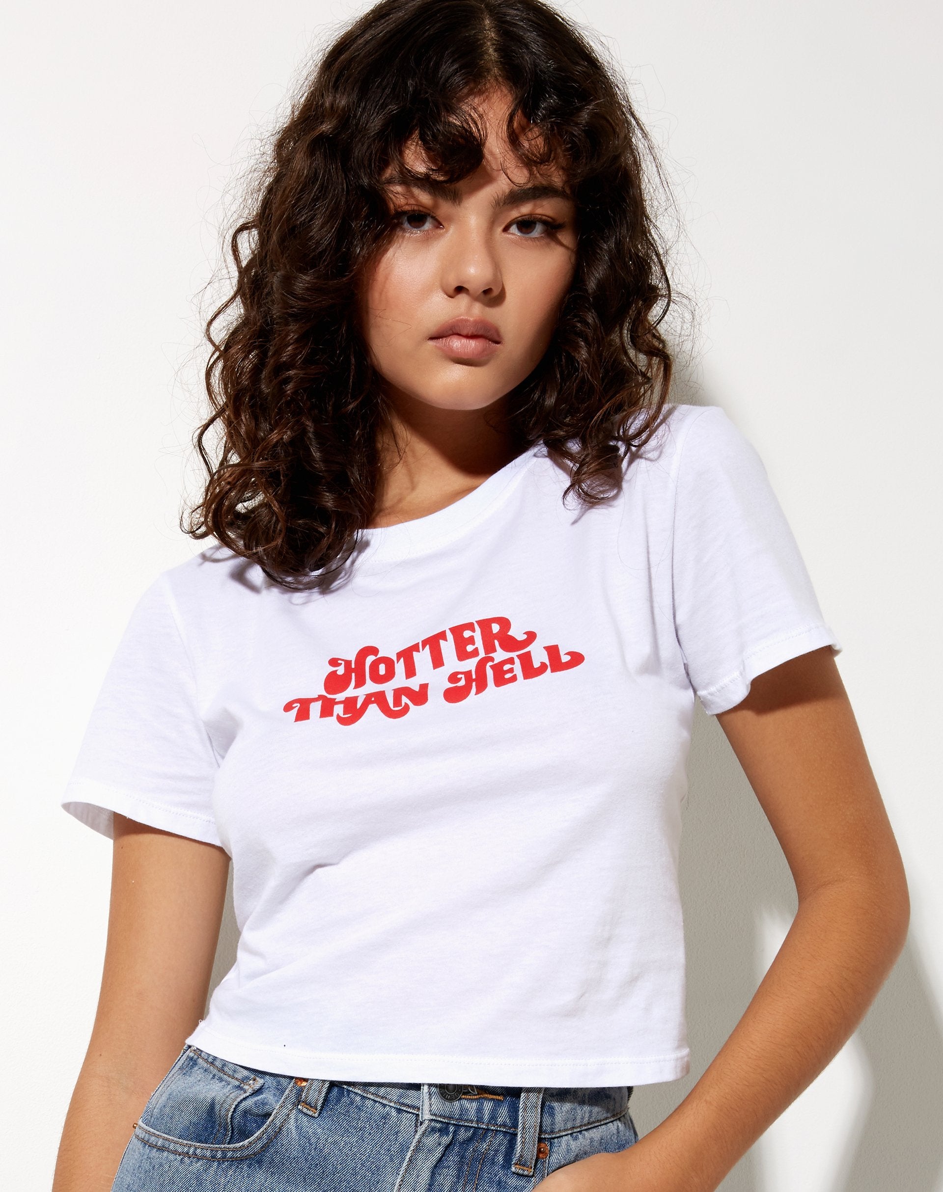 Afbeelding van Shrunk Tee in Wit Hotter Than Hell