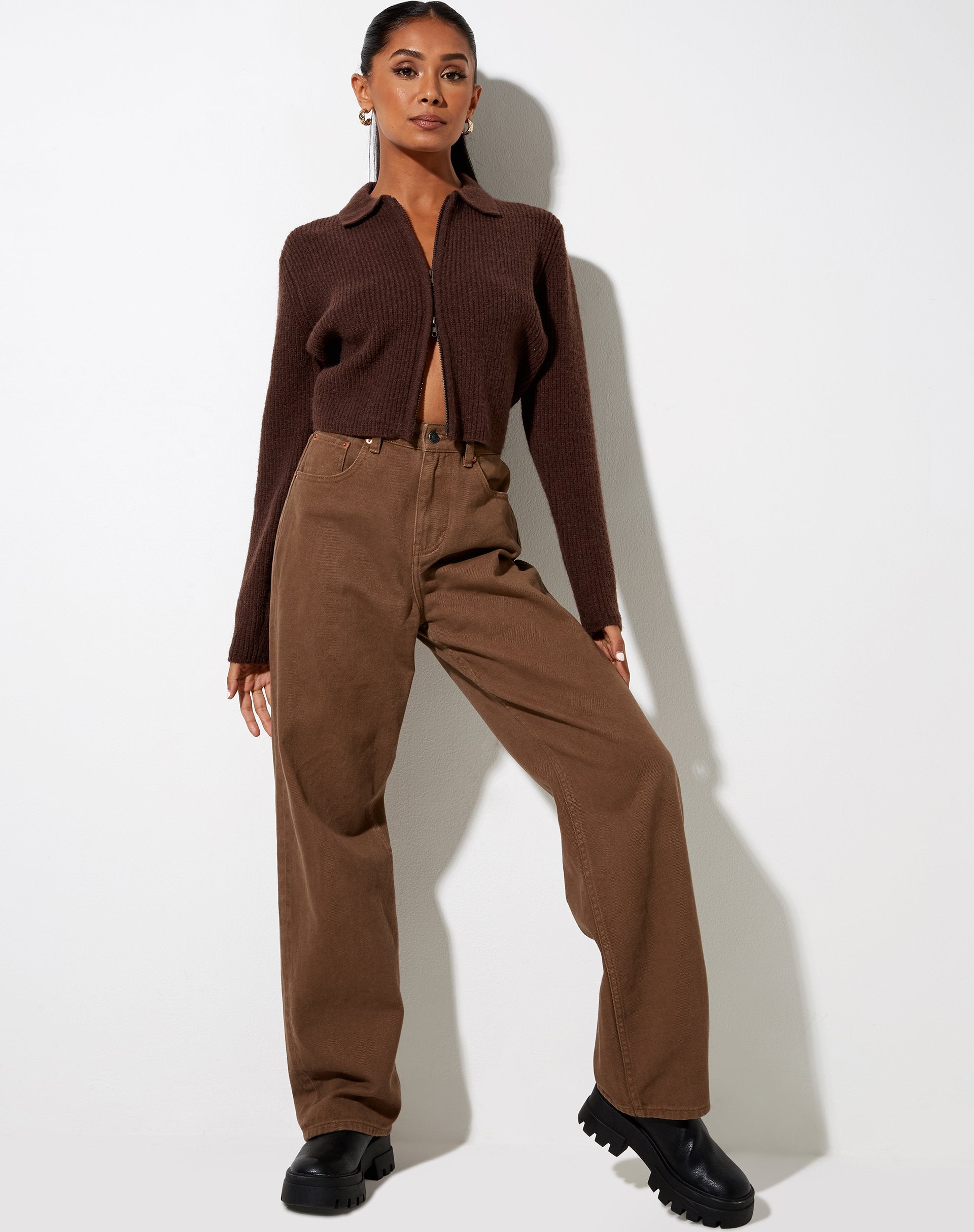 Afbeelding van Tuzip Cardi in gebreid choco bruin