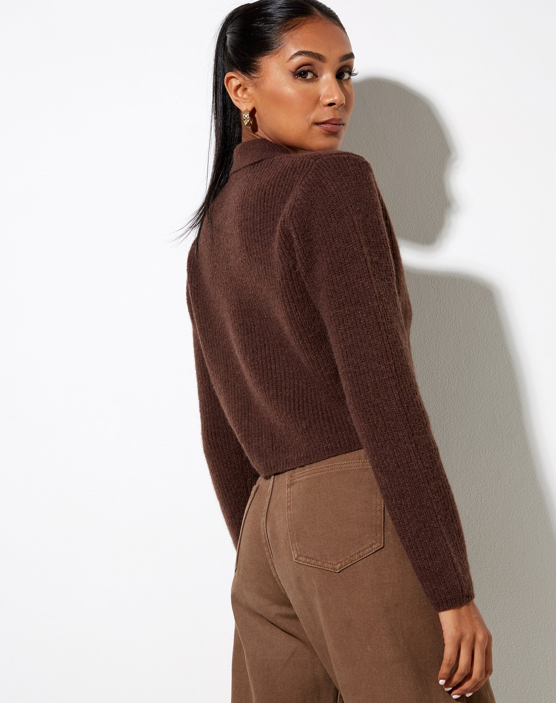 Afbeelding van Tuzip Cardi in gebreid choco bruin
