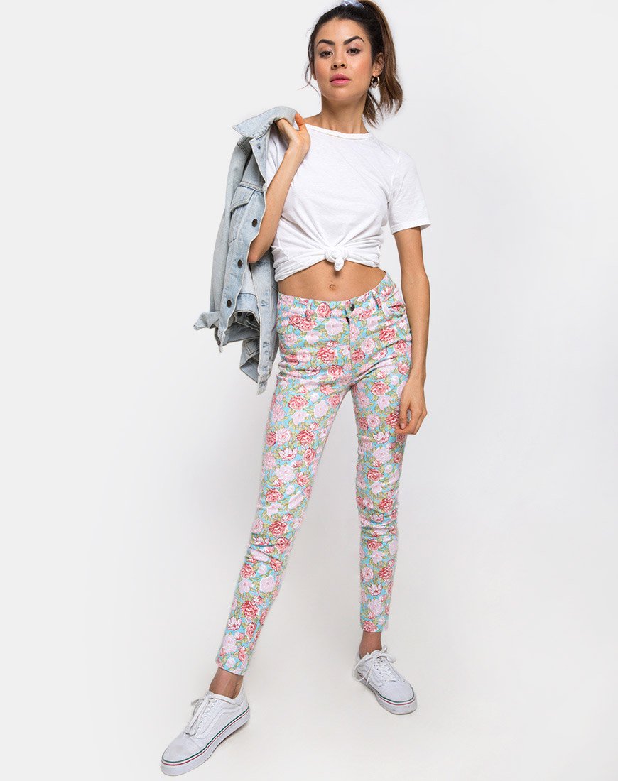 Ultimate Jean in Bloom Bloemig Blauw Basis