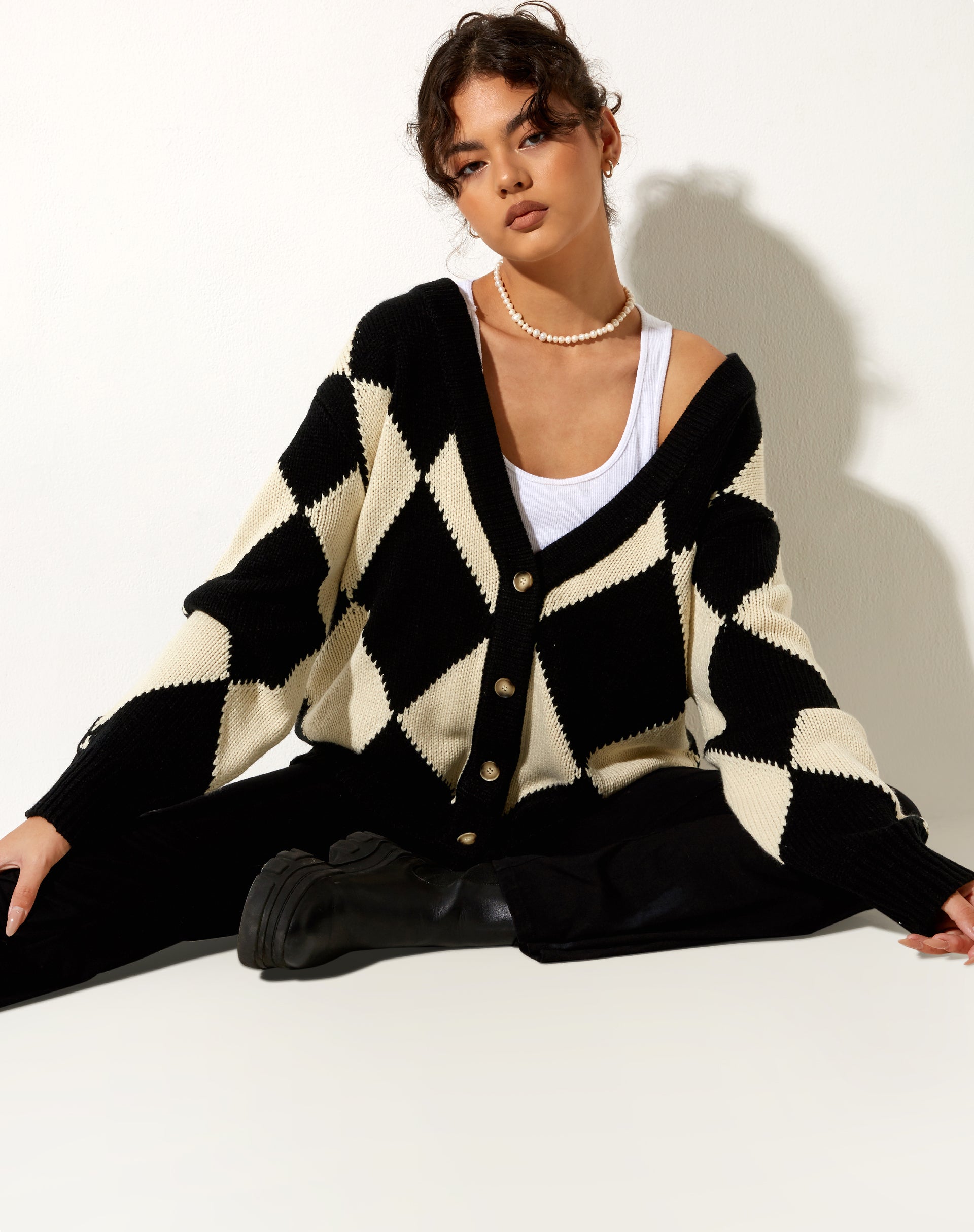 Afbeelding van Uriela Cardi in Harlequin zwart en gebroken wit
